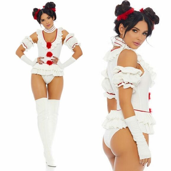 NEW Forplay Let's Play a Game Killer Clown IT 5 pc Bodysuit Costume S/M - Picture 1 of 6